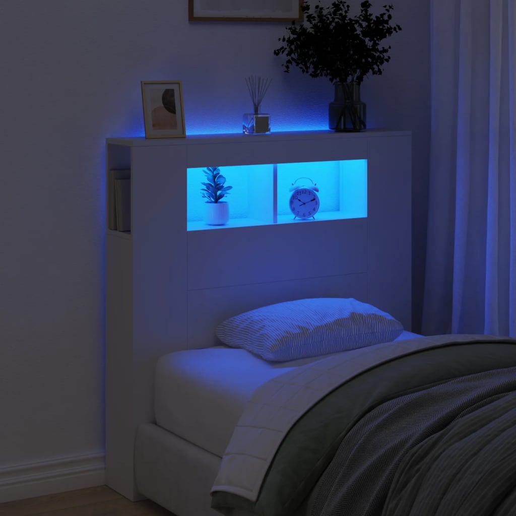LED Metal Headboard Black/White