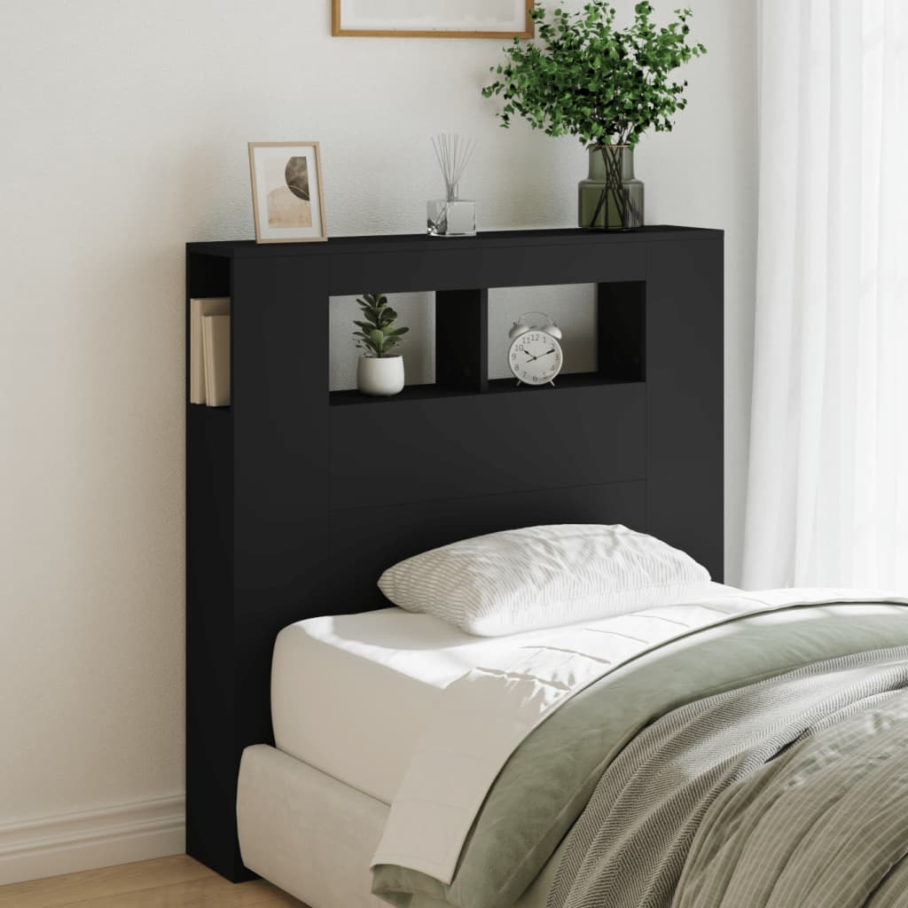 LED Metal Headboard Black/White