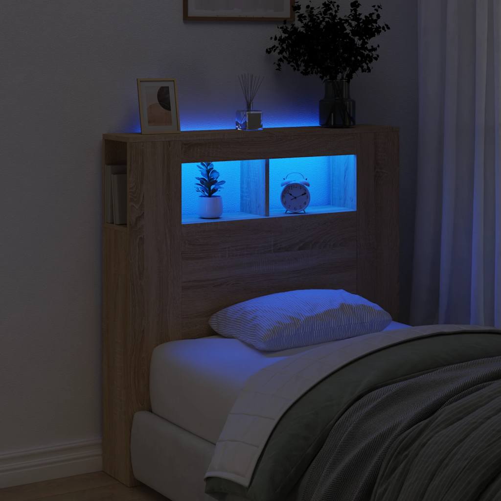 LED Metal Headboard Black/White