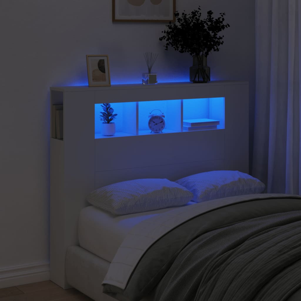 LED Metal Headboard Black/White
