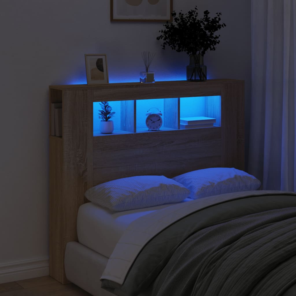 LED Metal Headboard Black/White