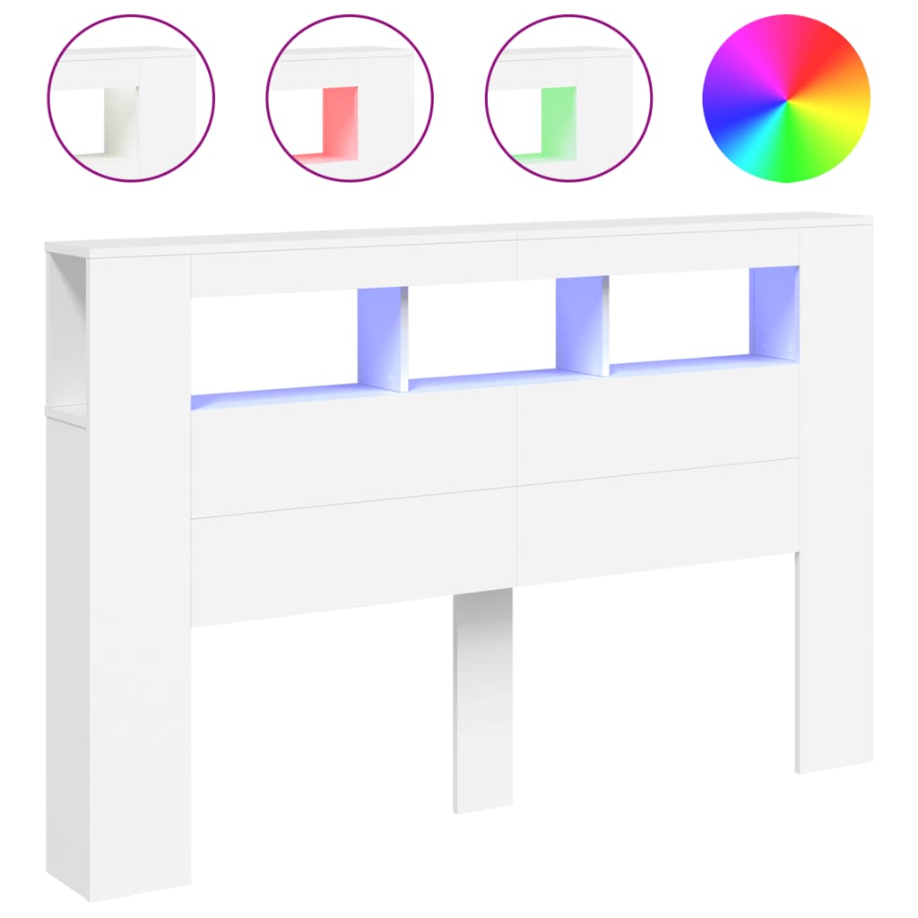 LED Metal Headboard Black/White