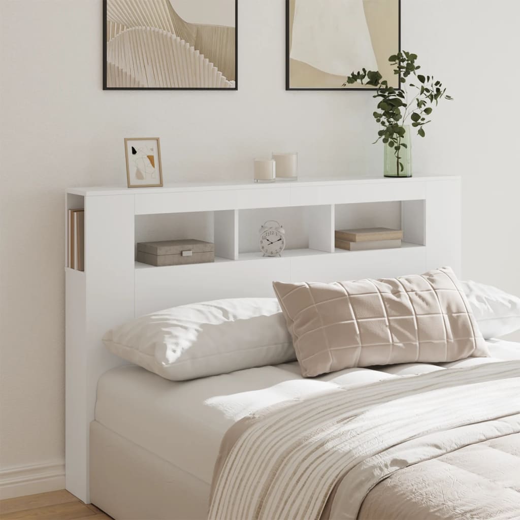 LED Metal Headboard Black/White