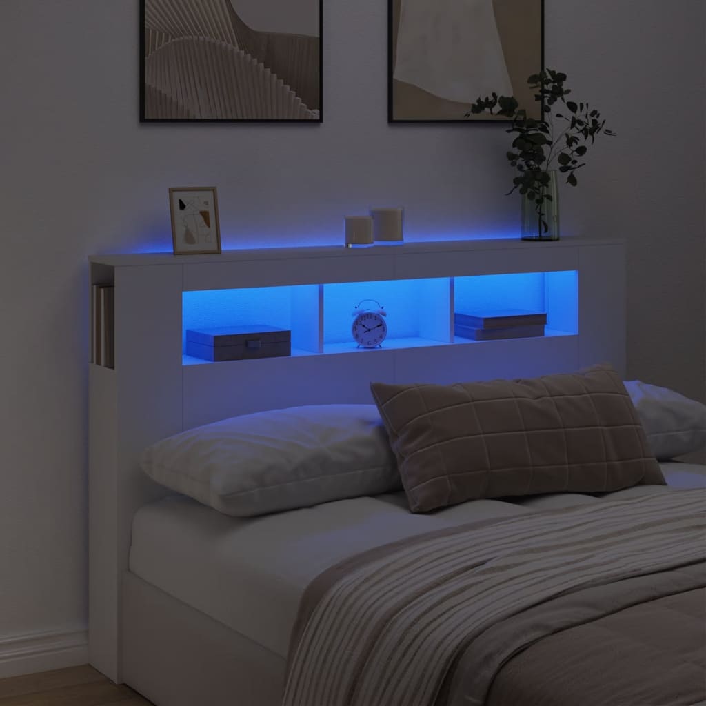LED Metal Headboard Black/White