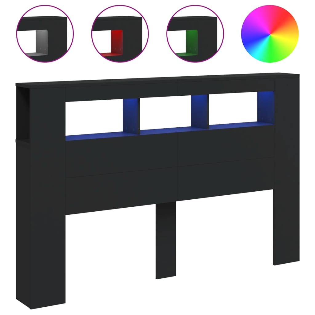LED Metal Headboard Black/White