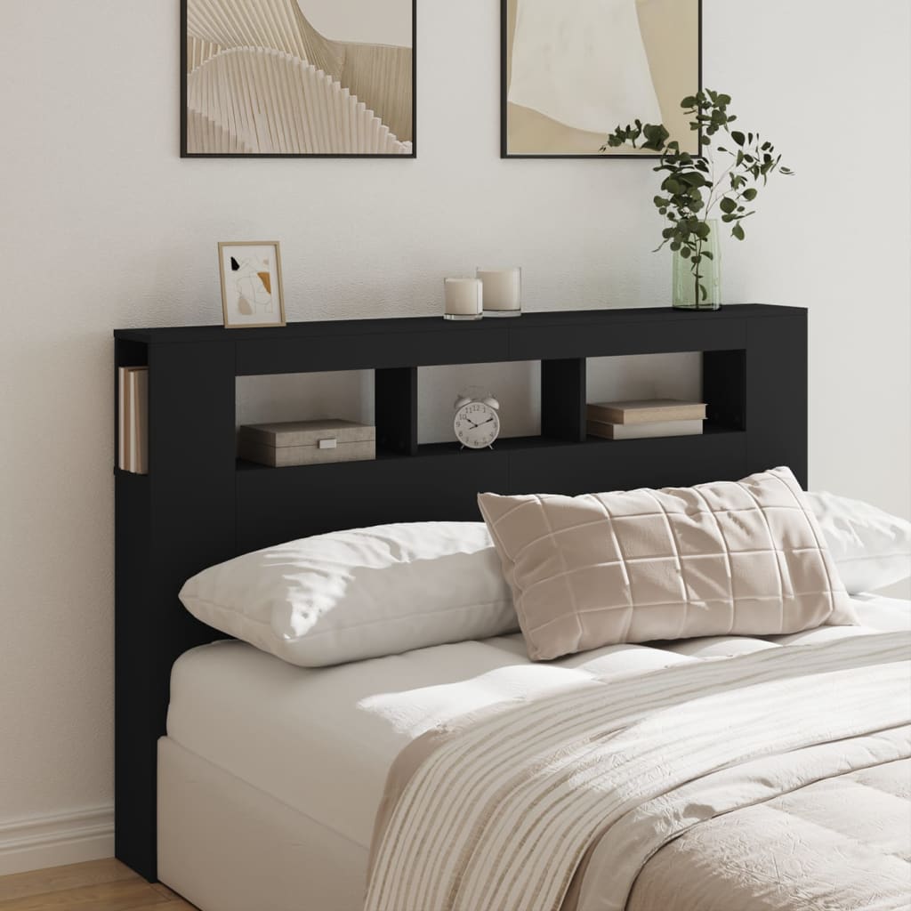 LED Metal Headboard Black/White