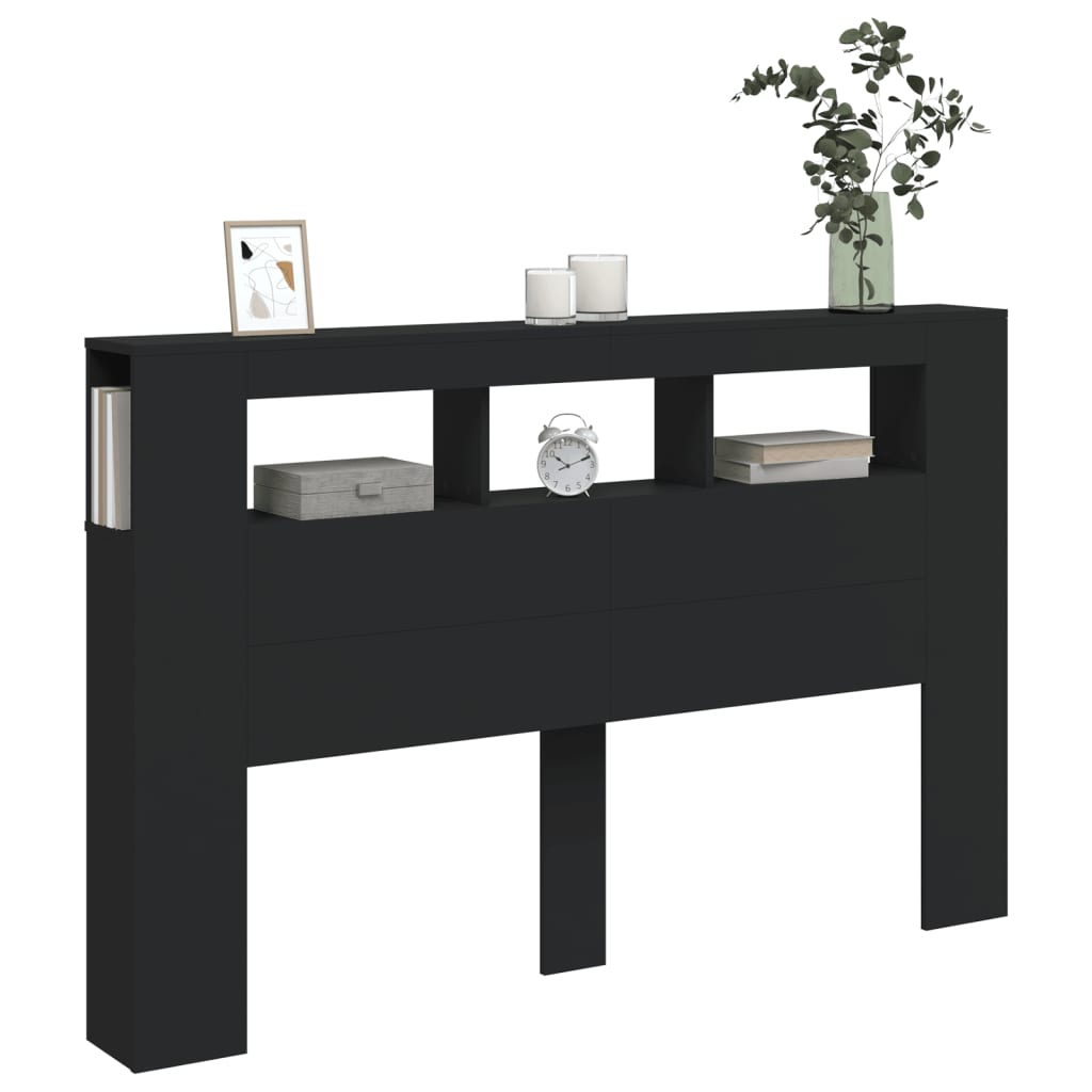 LED Metal Headboard Black/White