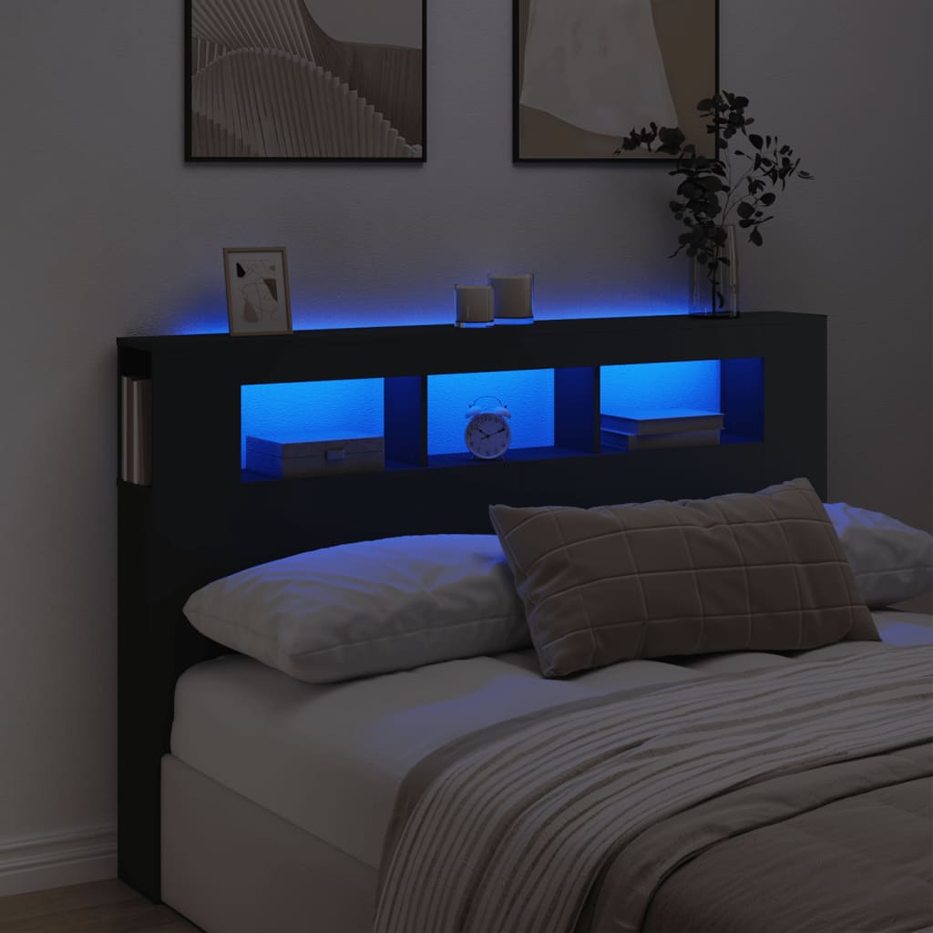 LED Metal Headboard Black/White