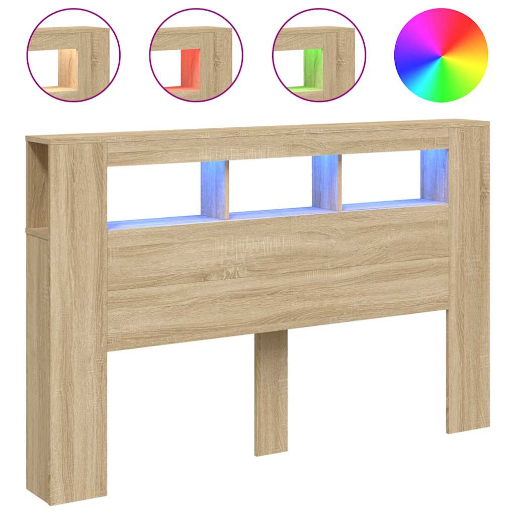 LED Metal Headboard Black/White