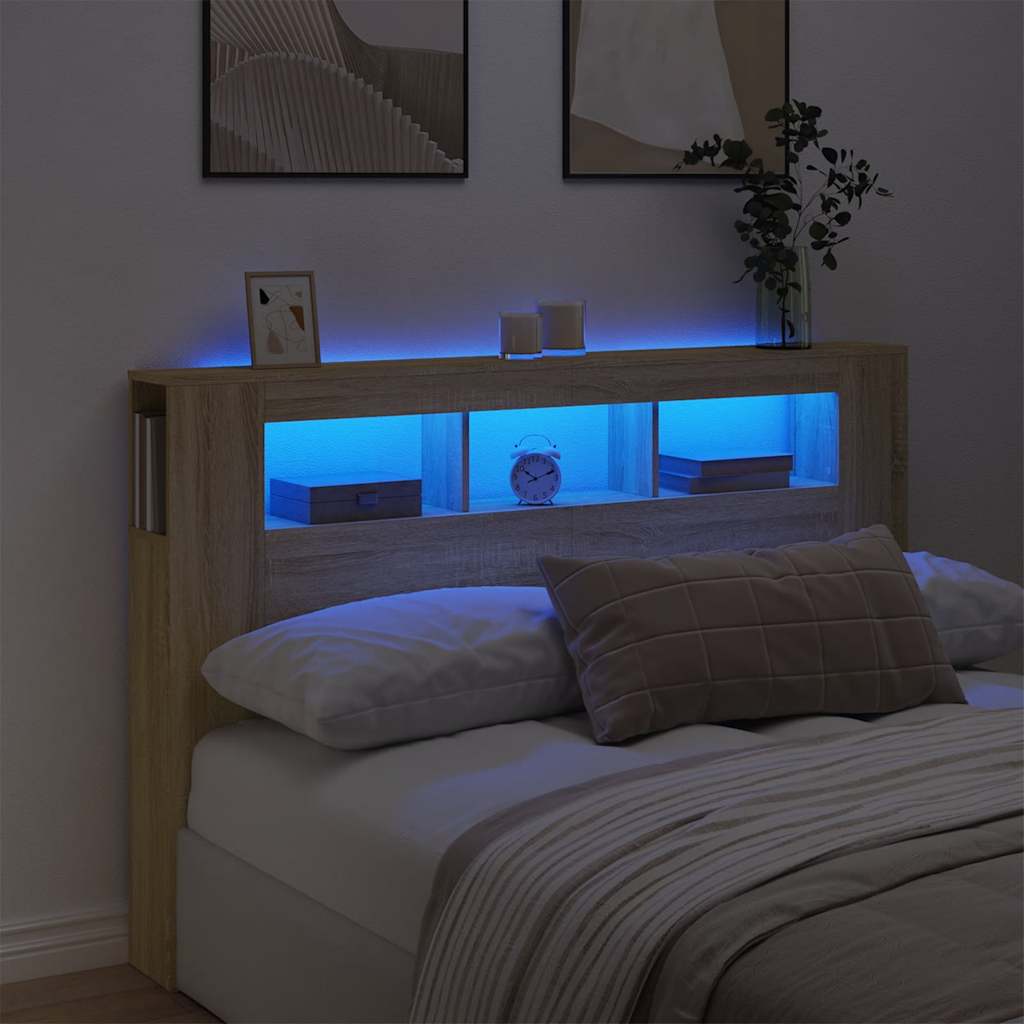 LED Metal Headboard Black/White