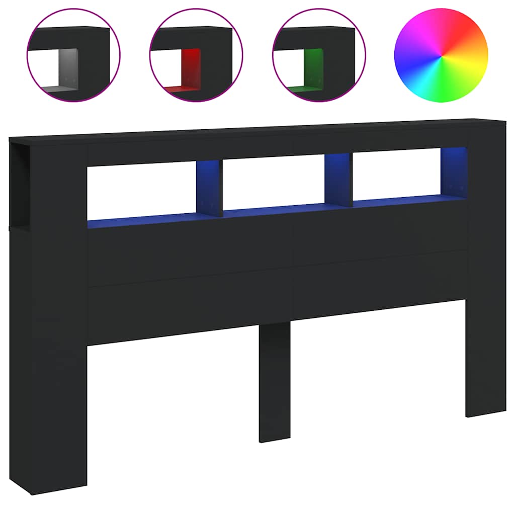 LED Metal Headboard Black/White
