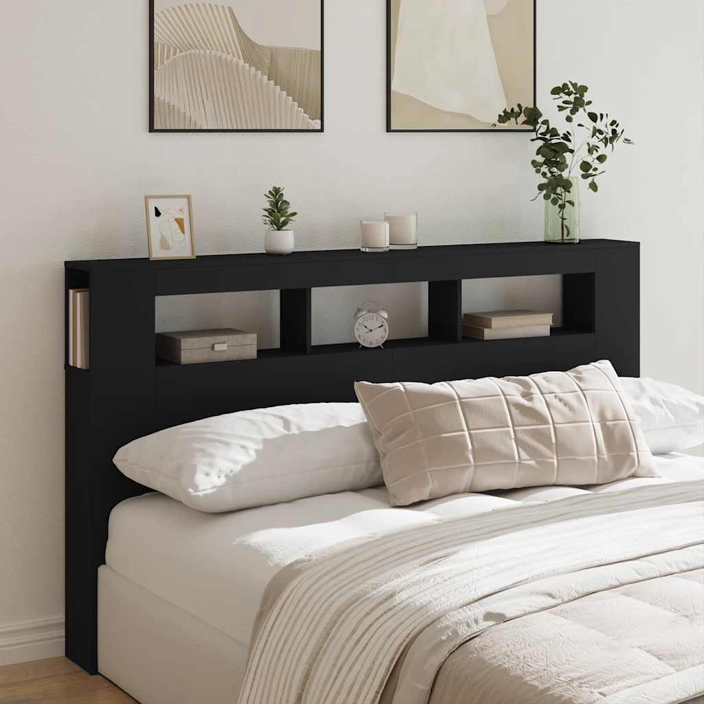 LED Metal Headboard Black/White