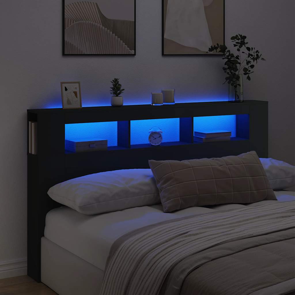 LED Metal Headboard Black/White