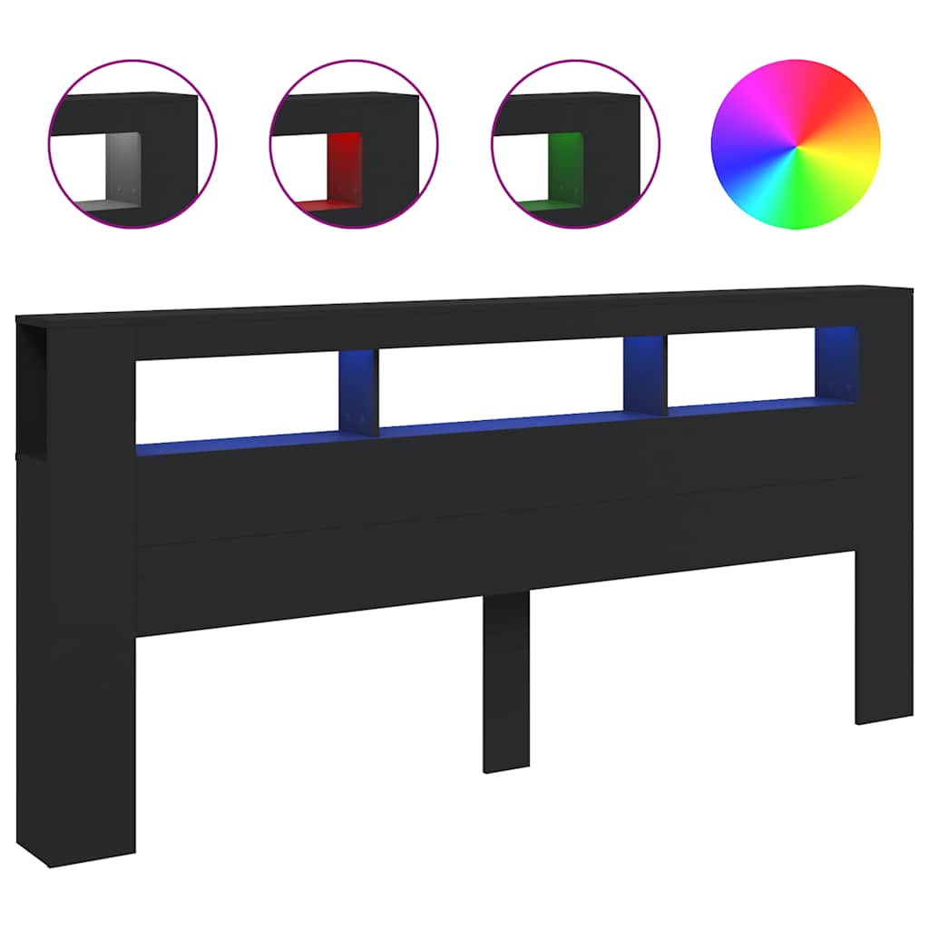 LED Metal Headboard Black/White