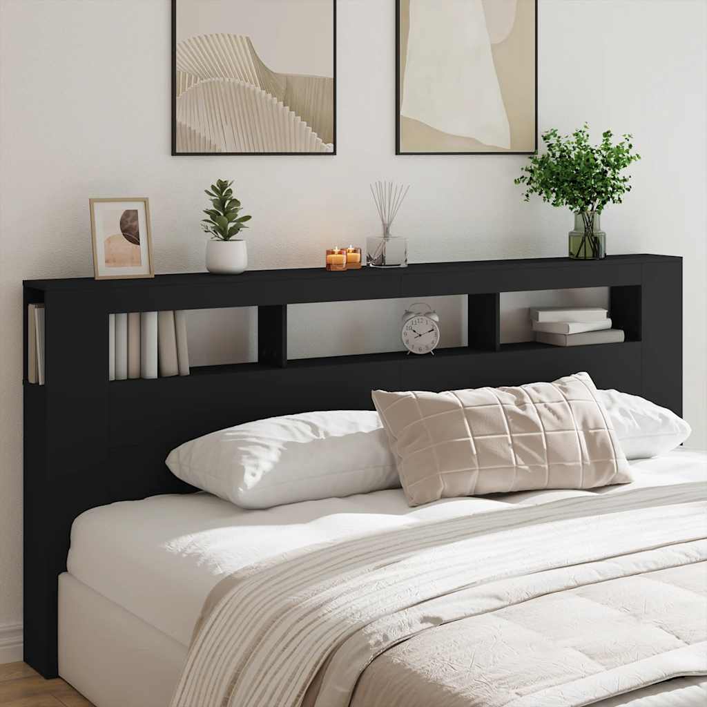 LED Metal Headboard Black/White