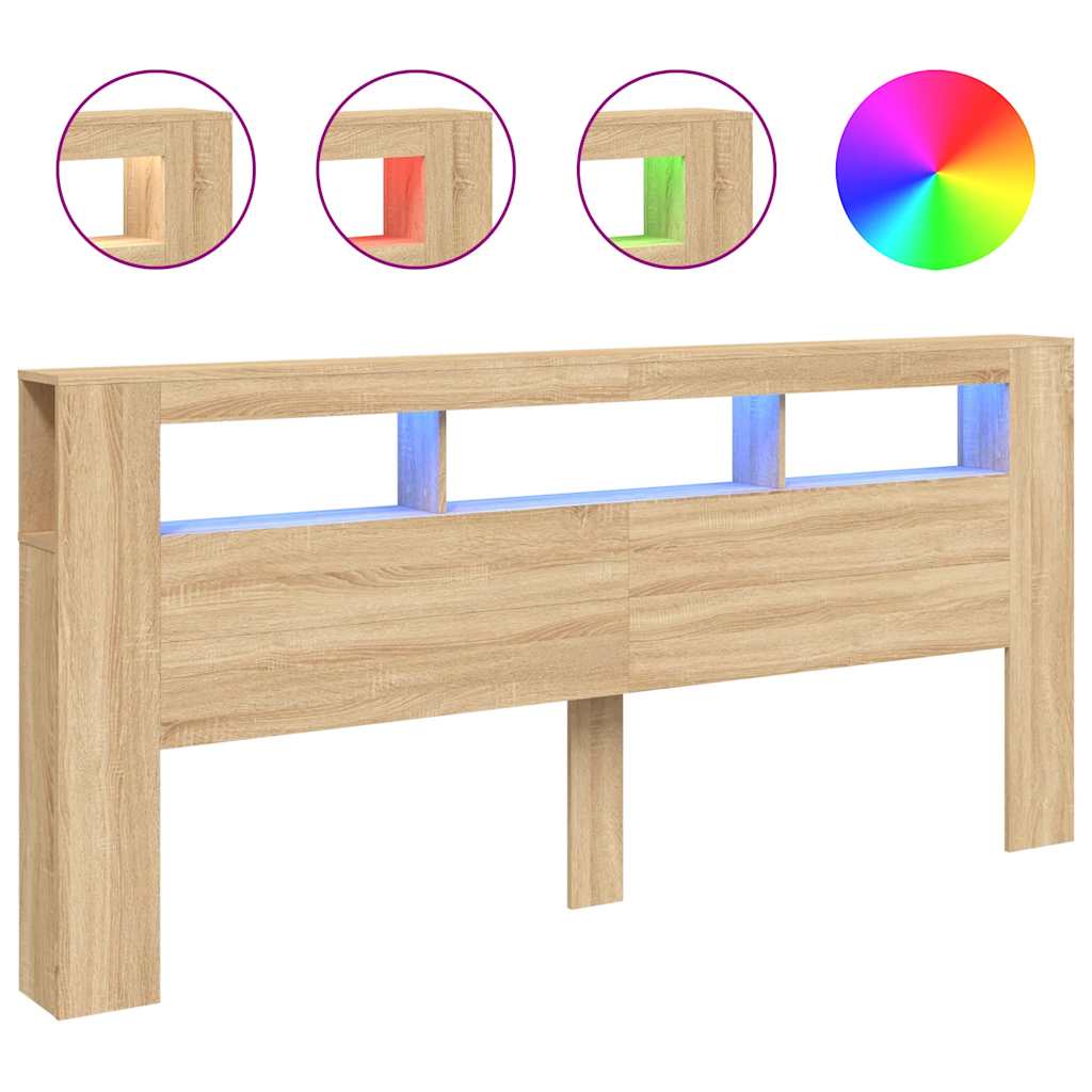 LED Metal Headboard Black/White