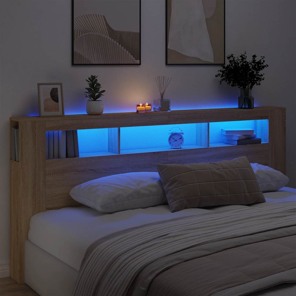 LED Metal Headboard Black/White