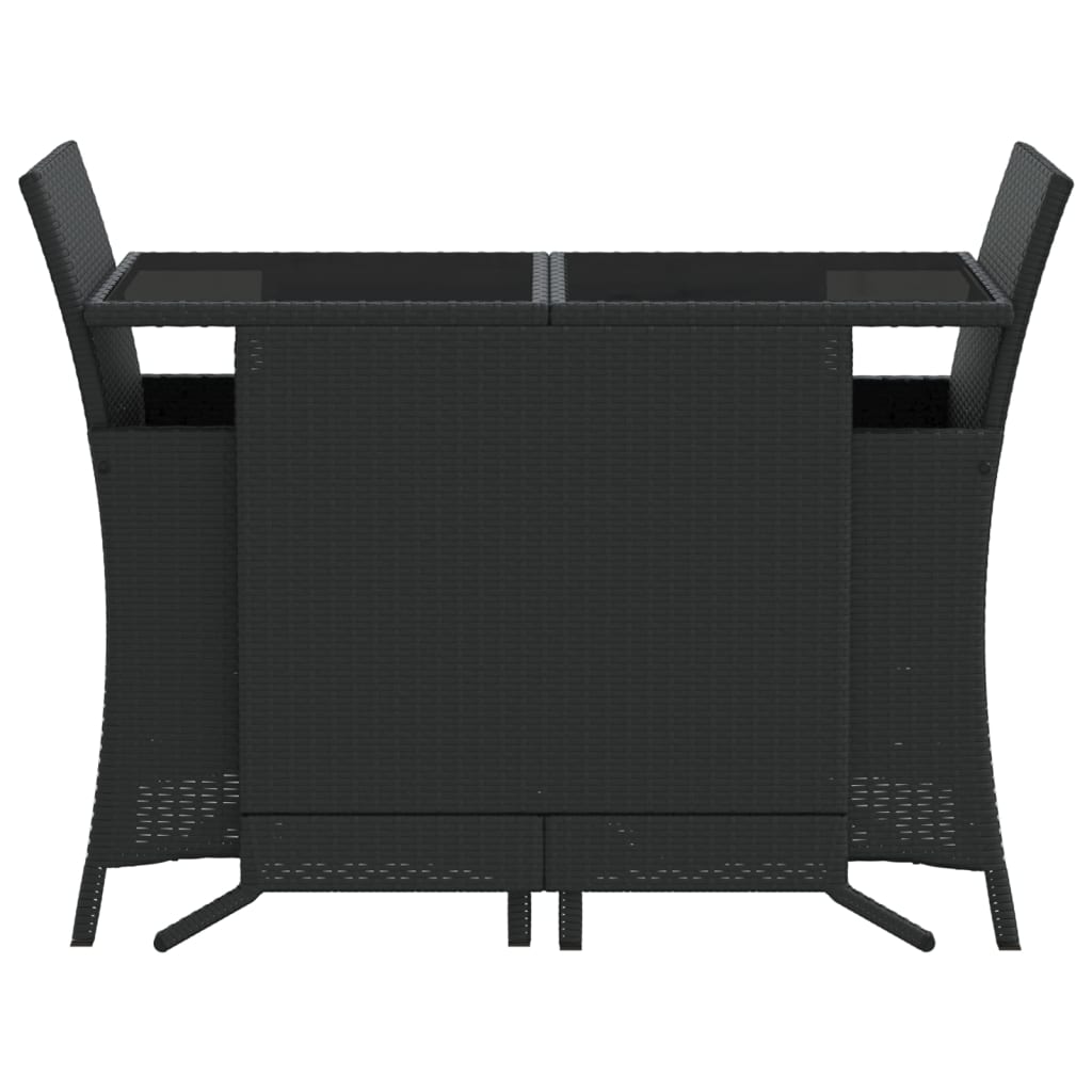 Outdoor Furniture Sets - 3 Piece Bistro Set with Cushions Black Poly Rattan