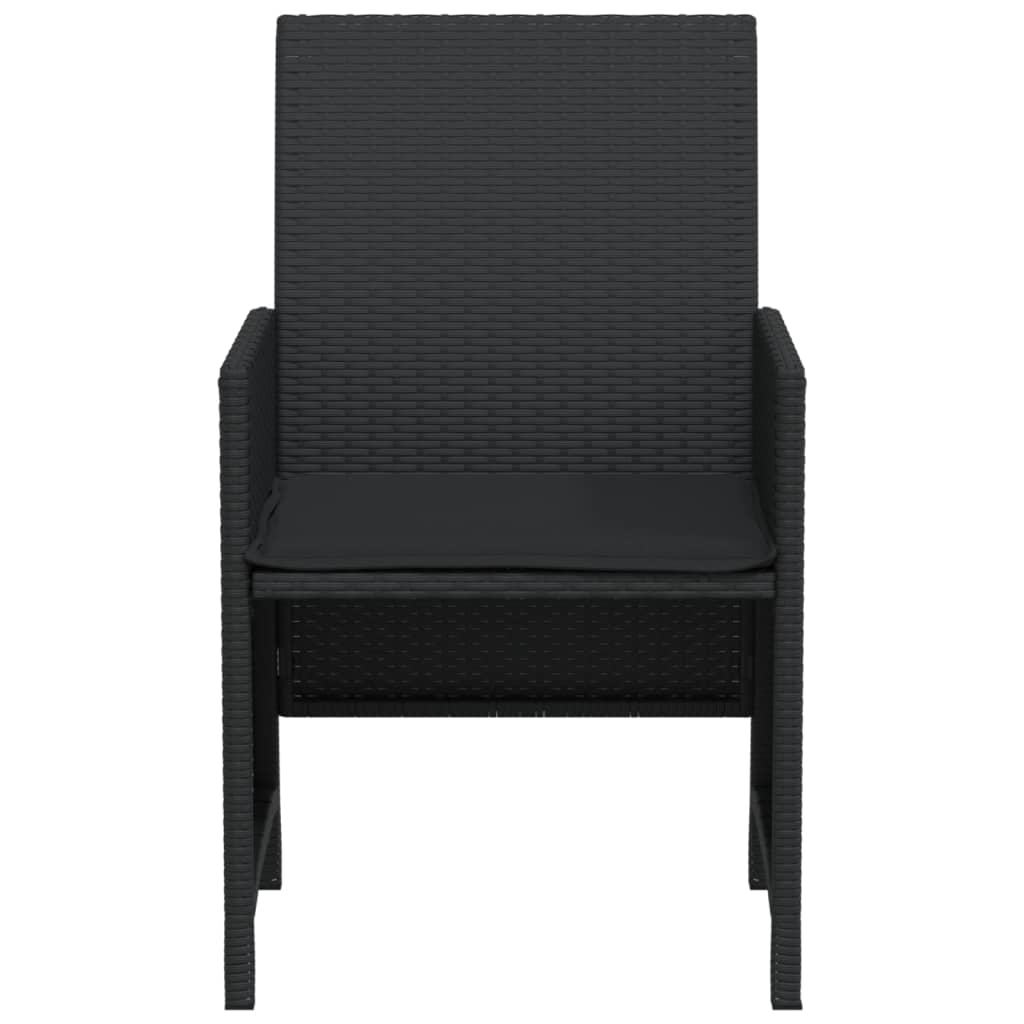 3 Piece Bistro Set with Cushions Black Poly Rattan | Outdoor Furniture Sets