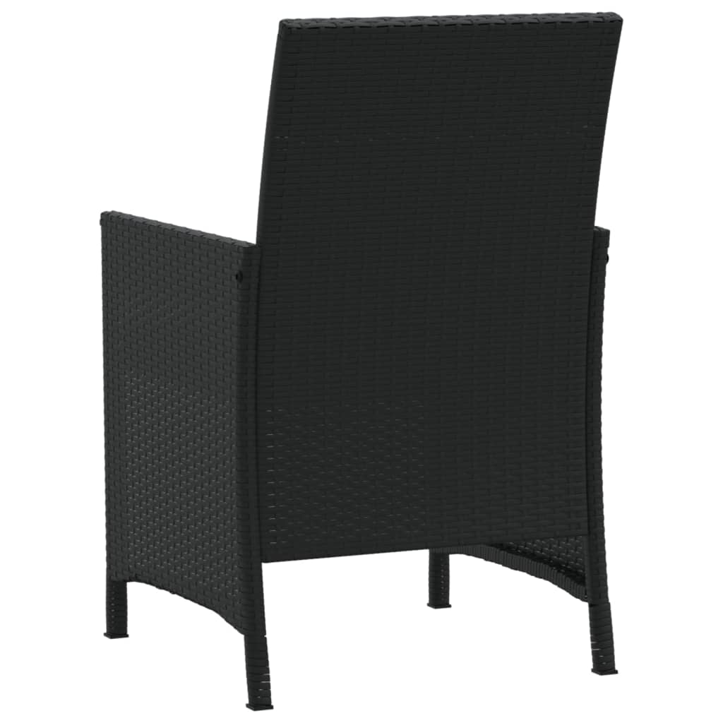 3 Piece Bistro Set with Cushions Black Poly Rattan, Outdoor Furniture Sets