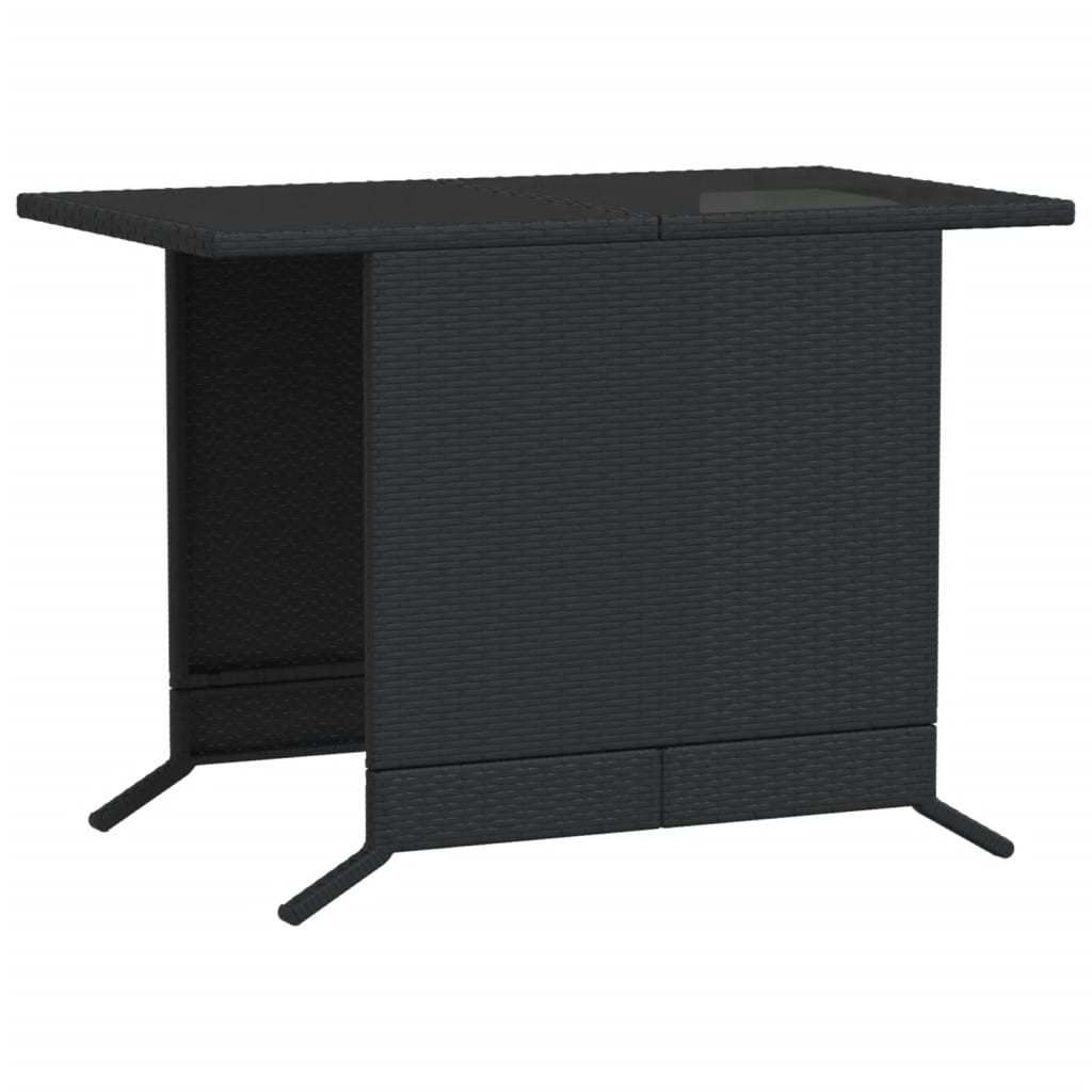 3 Piece Bistro Set with Cushions Black Poly Rattan, Black colour