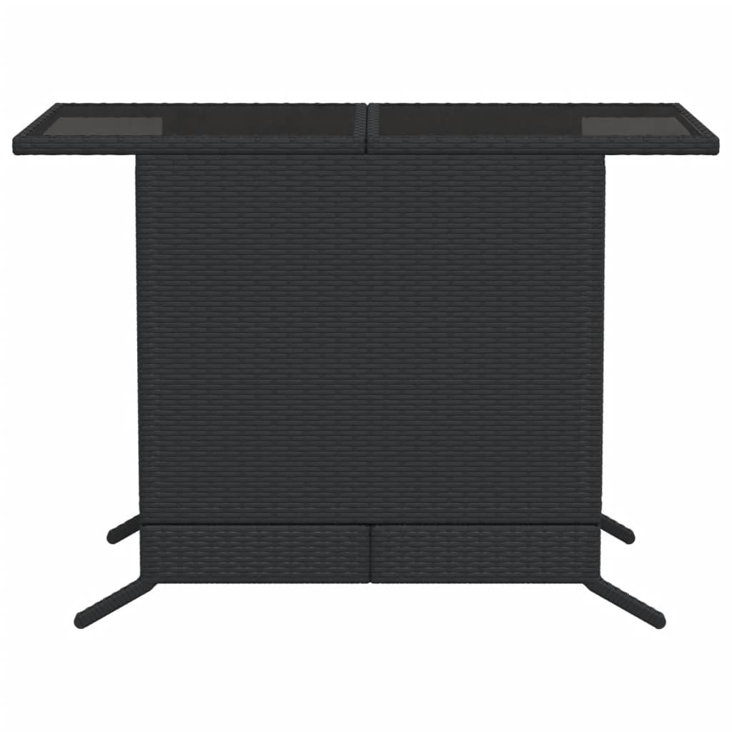 3 Piece Bistro Set with Cushions Black Poly Rattan, Rattan finish