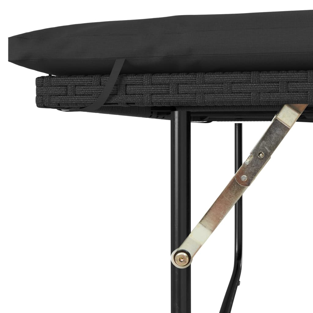 Garden Sofa with Cushions 2-Seater Black Poly Rattan, Rattan finish