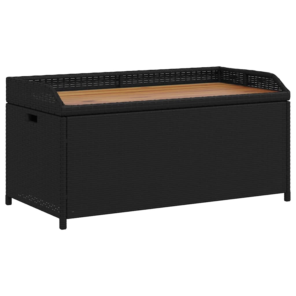 Black colour - Storage Bench Black Poly Rattan and Acacia Wood
