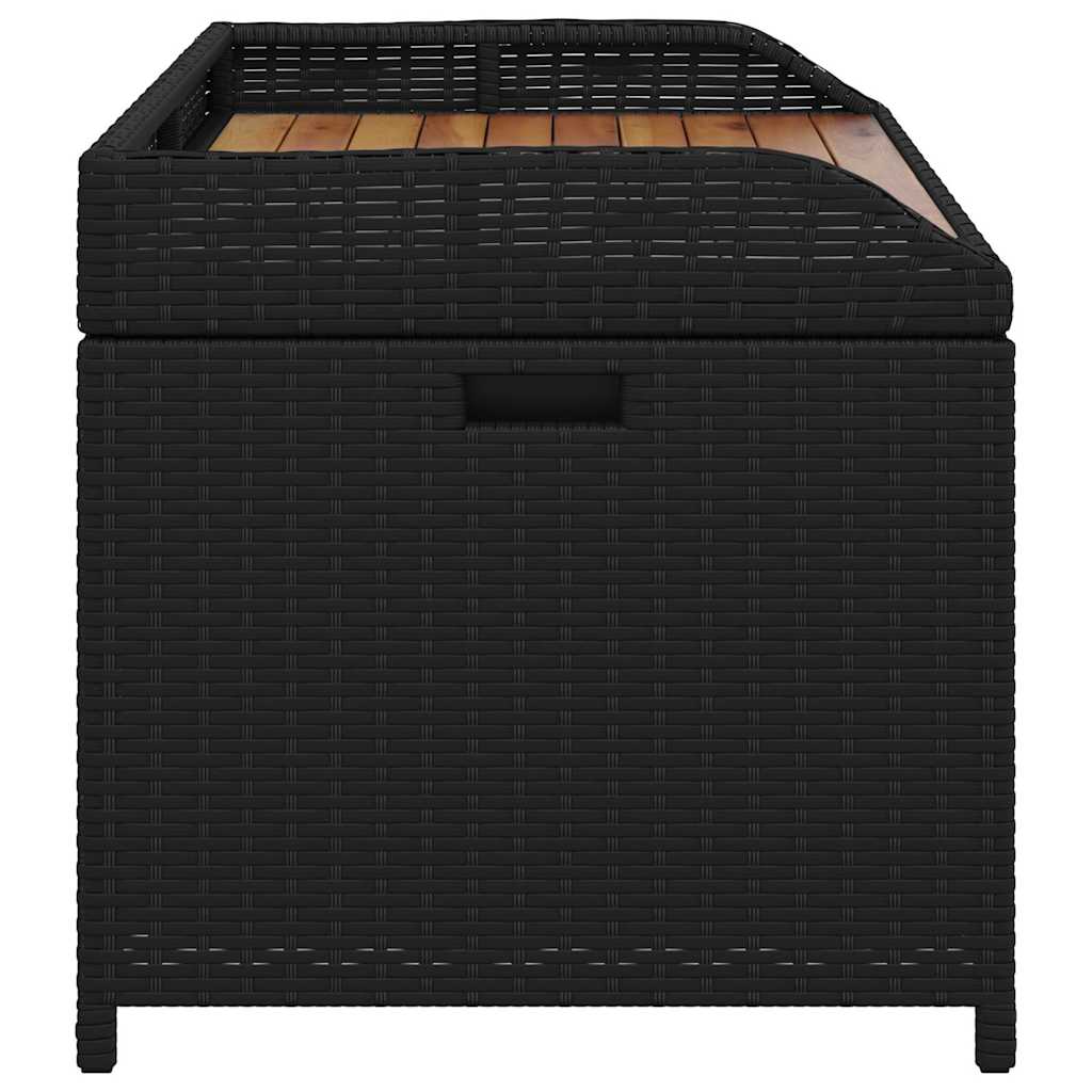 Storage Bench Black Poly Rattan and Acacia Wood | Black colour