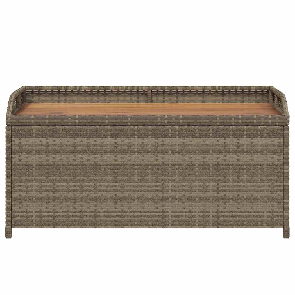 Storage Bench Grey Poly Rattan and Acacia Wood | Outdoor Benches