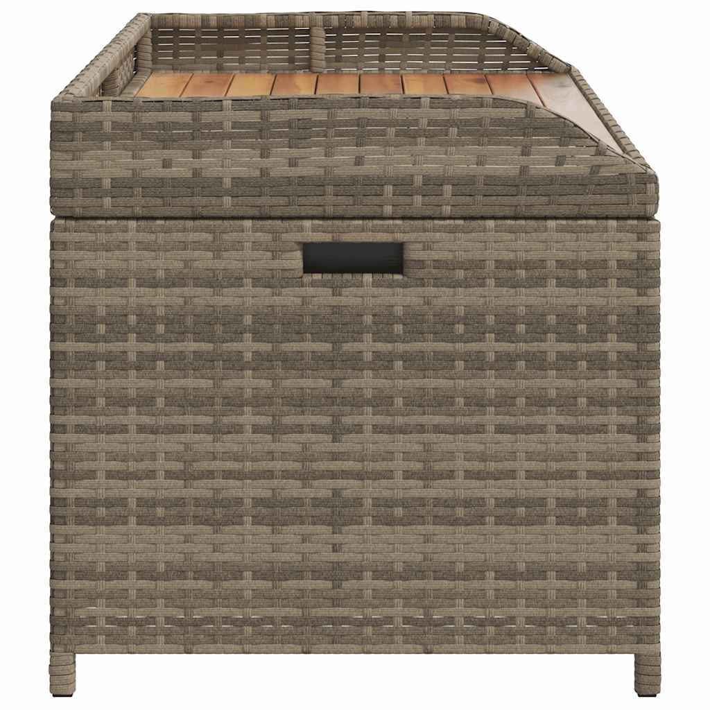 Storage Bench Grey Poly Rattan and Acacia Wood | Grey colour