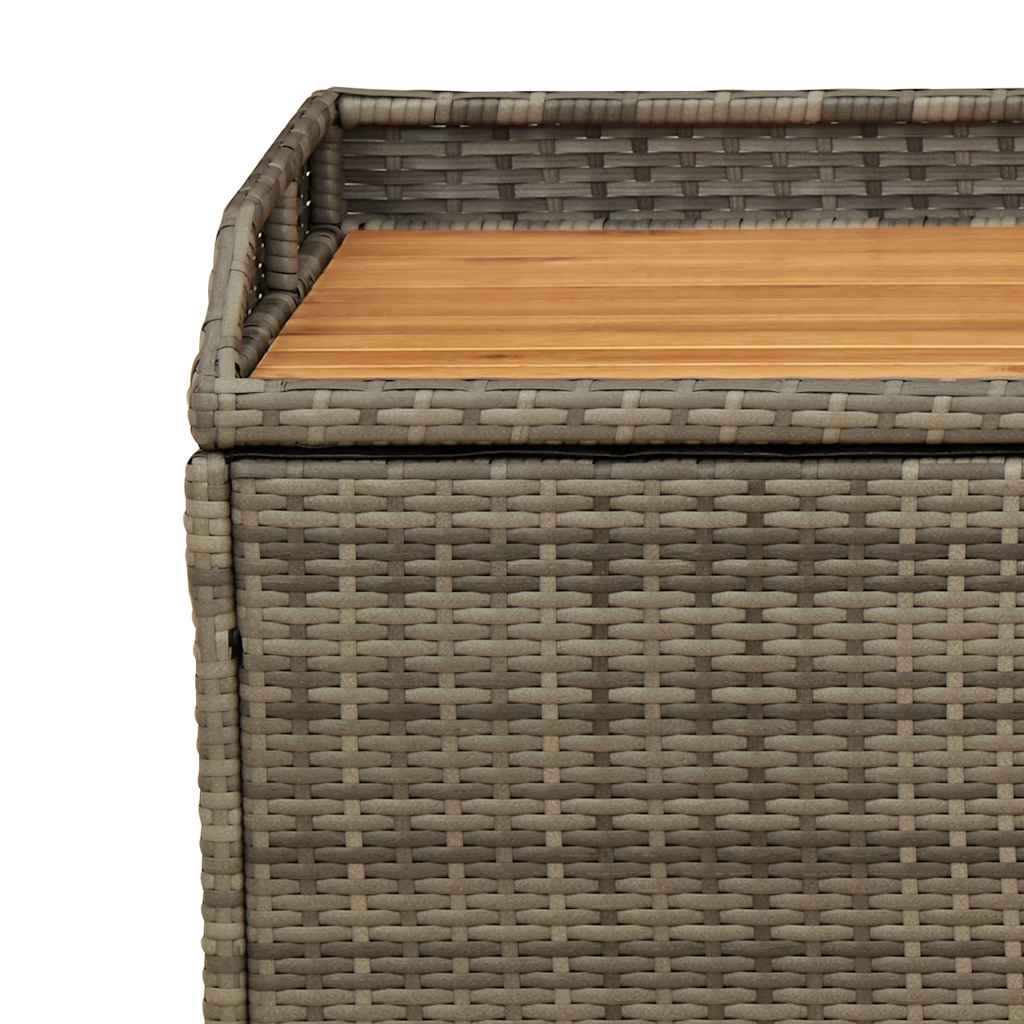 Storage Bench Grey Poly Rattan and Acacia Wood with Outdoor Benches