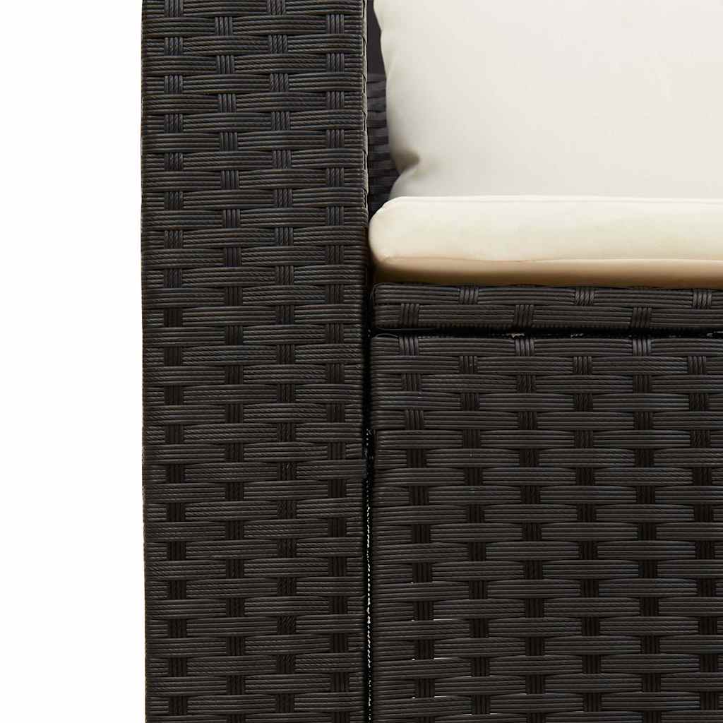 5 Piece Garden Sofa Set with Cushions Black Poly Rattan