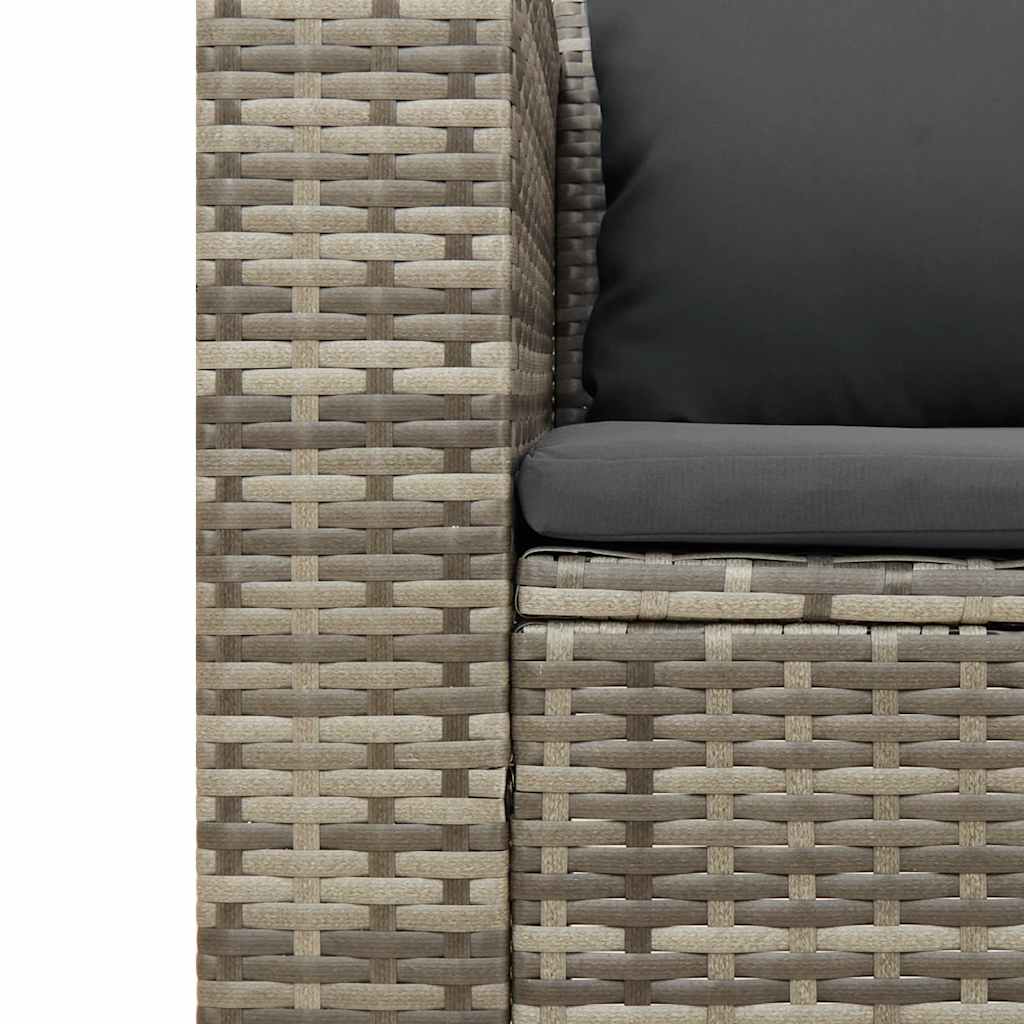 5 Piece Garden Sofa Set with Cushions Grey Poly Rattan Acacia, Grey colour