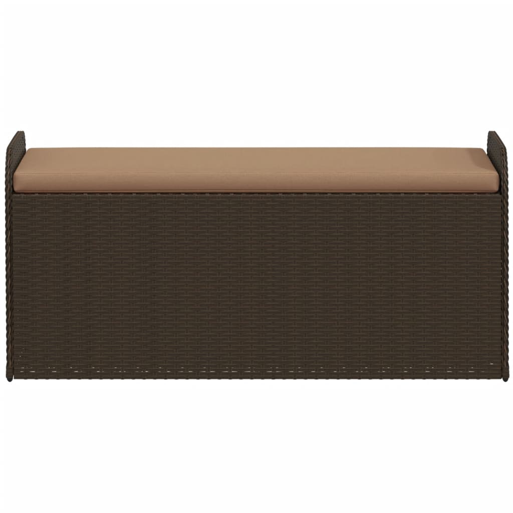 Outdoor Benches - Storage Bench with Cushion-Brown Poly Rattan