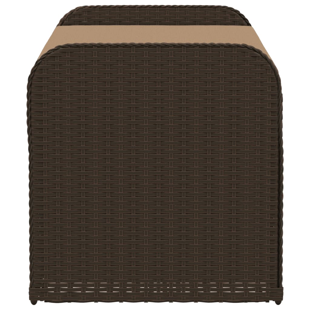 Rattan finish - Storage Bench with Cushion-Brown Poly Rattan