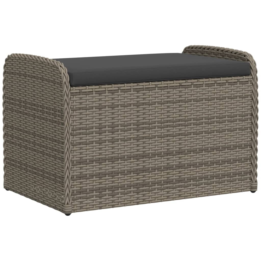 Grey colour - Storage Bench with Cushion Grey Poly Rattan