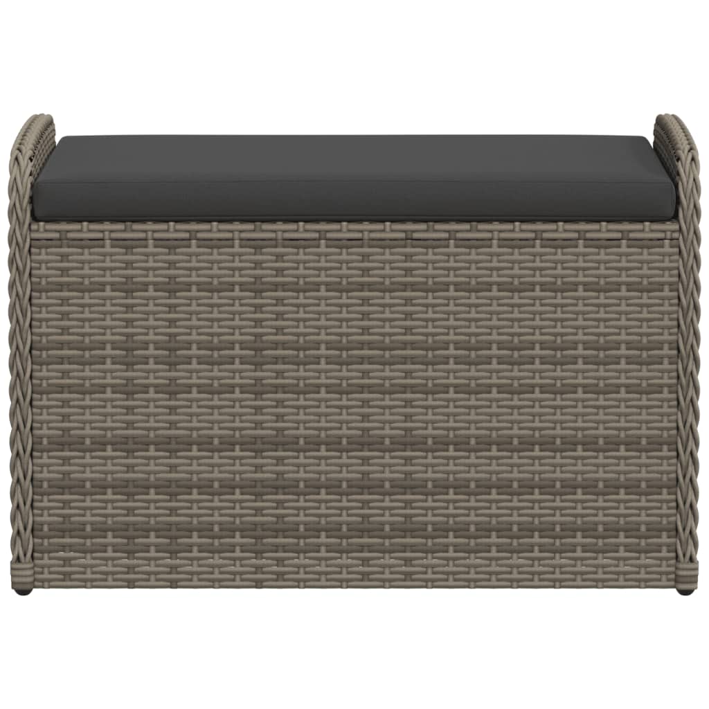 Outdoor Benches - Storage Bench with Cushion Grey Poly Rattan
