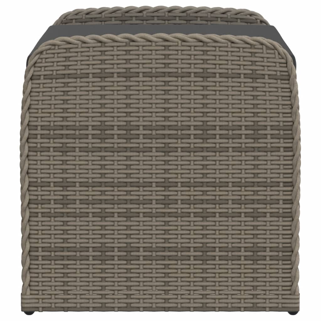 Rattan finish - Storage Bench with Cushion Grey Poly Rattan