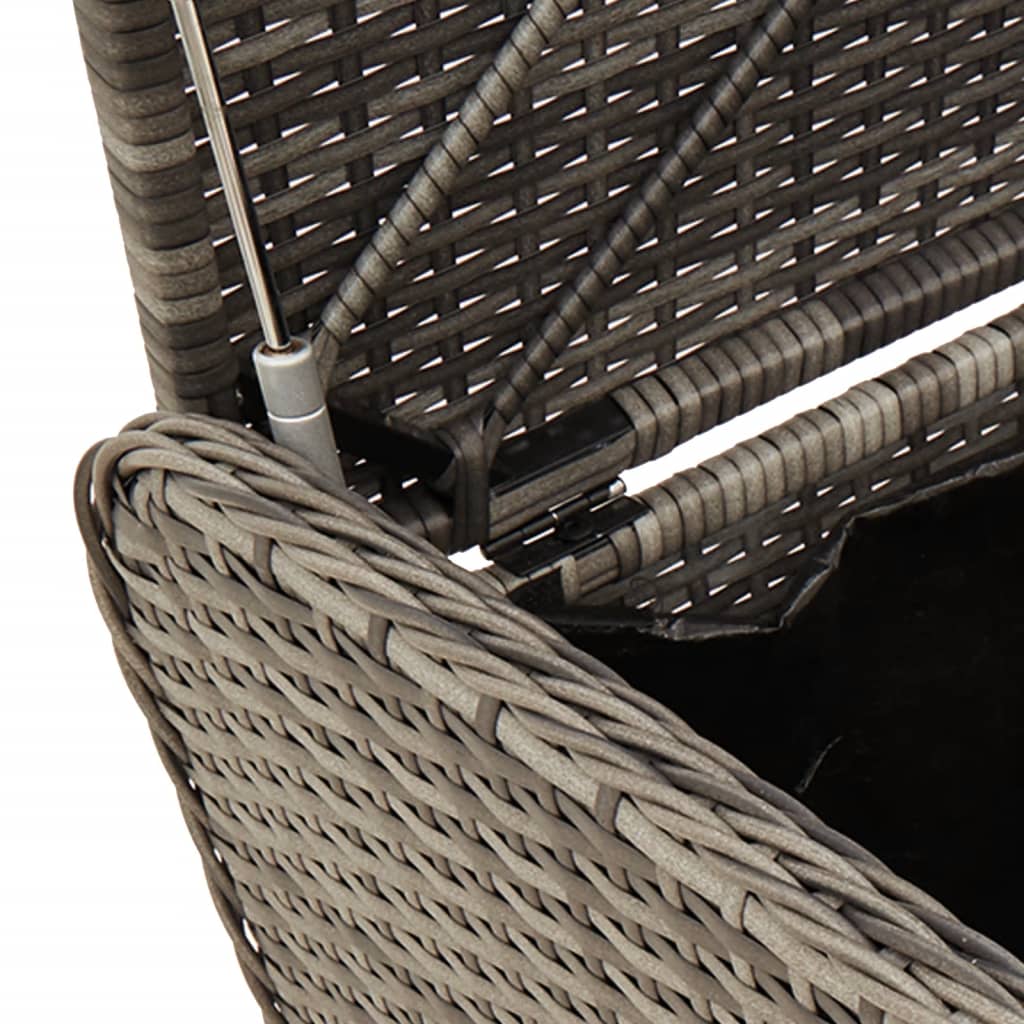 Storage Bench with Cushion Grey Poly Rattan, Outdoor Benches