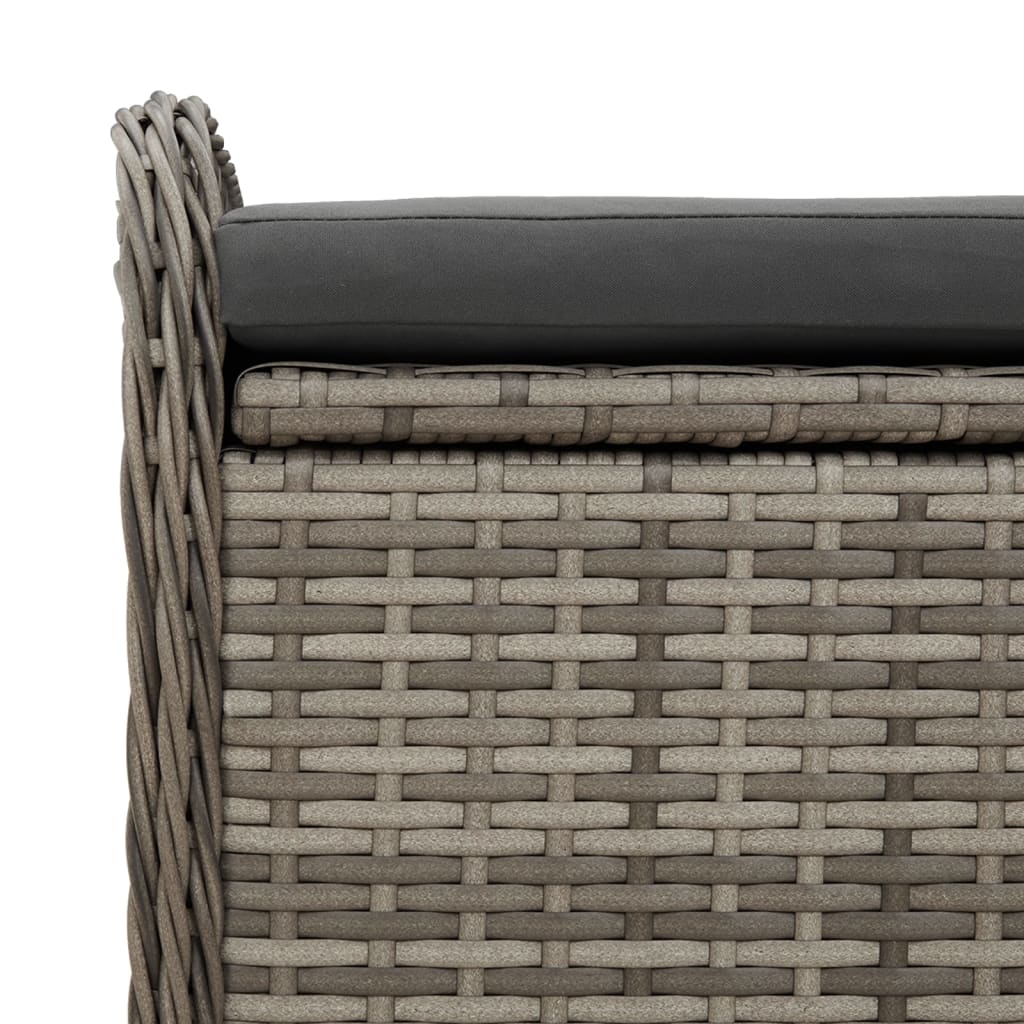 Storage Bench with Cushion Grey Poly Rattan, Grey colour