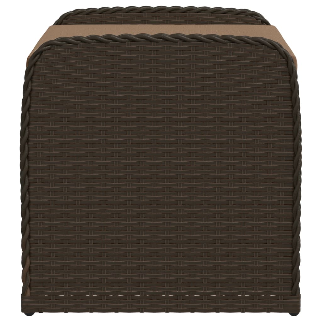 Rattan finish - Storage Bench with Cushion Brown Poly Rattan