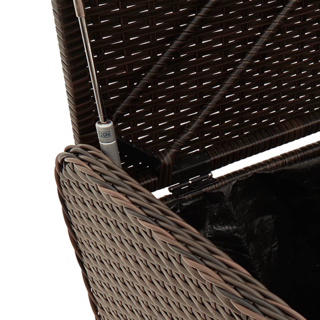 Storage Bench with Cushion Brown Poly Rattan, Outdoor Benches