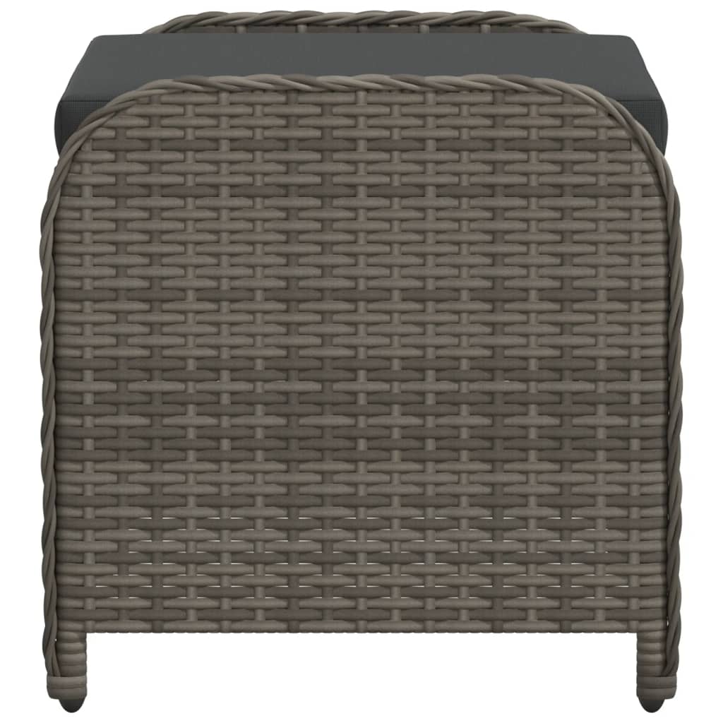 Rattan finish - Garden Stool with Cushion Grey Poly Rattan