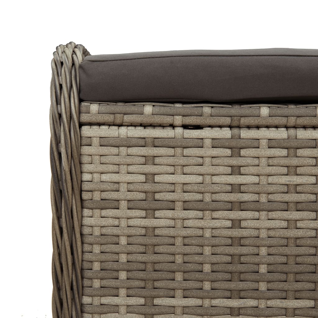 Garden Stool with Cushion Grey Poly Rattan | Grey colour