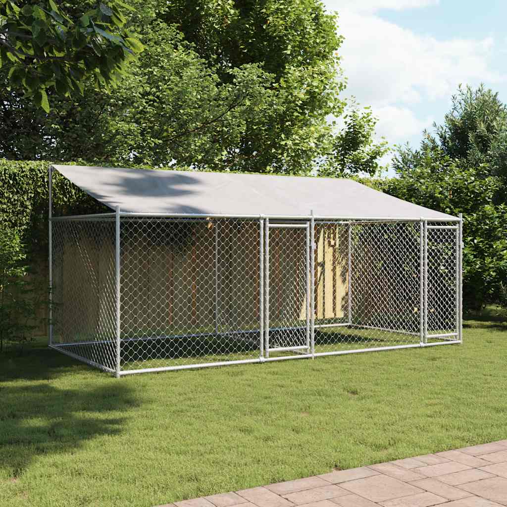 Large Dog Run Enclosure Galvanised Steel 4x2m | Simpledeals