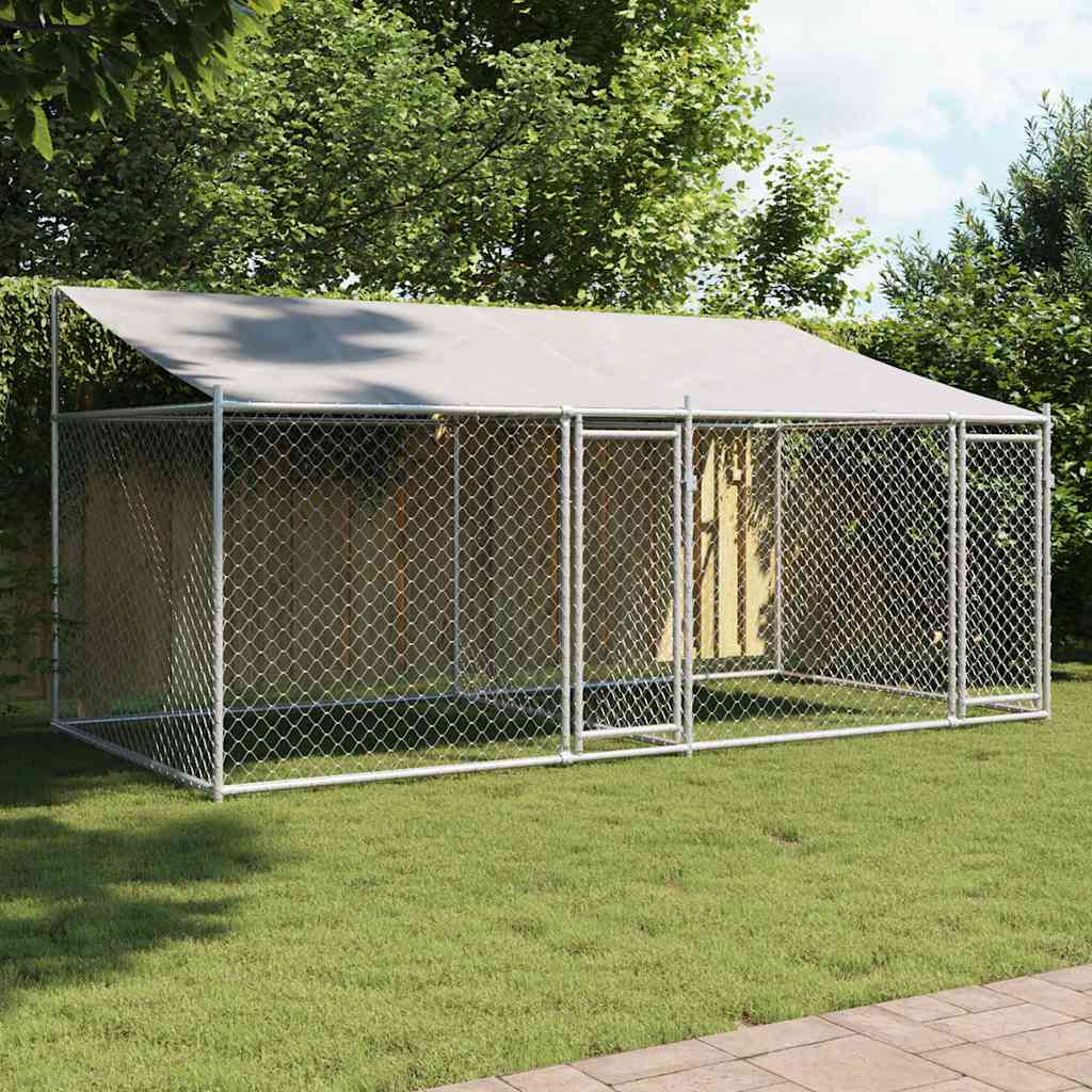 Large Dog Run Enclosure Galvanised Steel 4x2m | Simpledeals