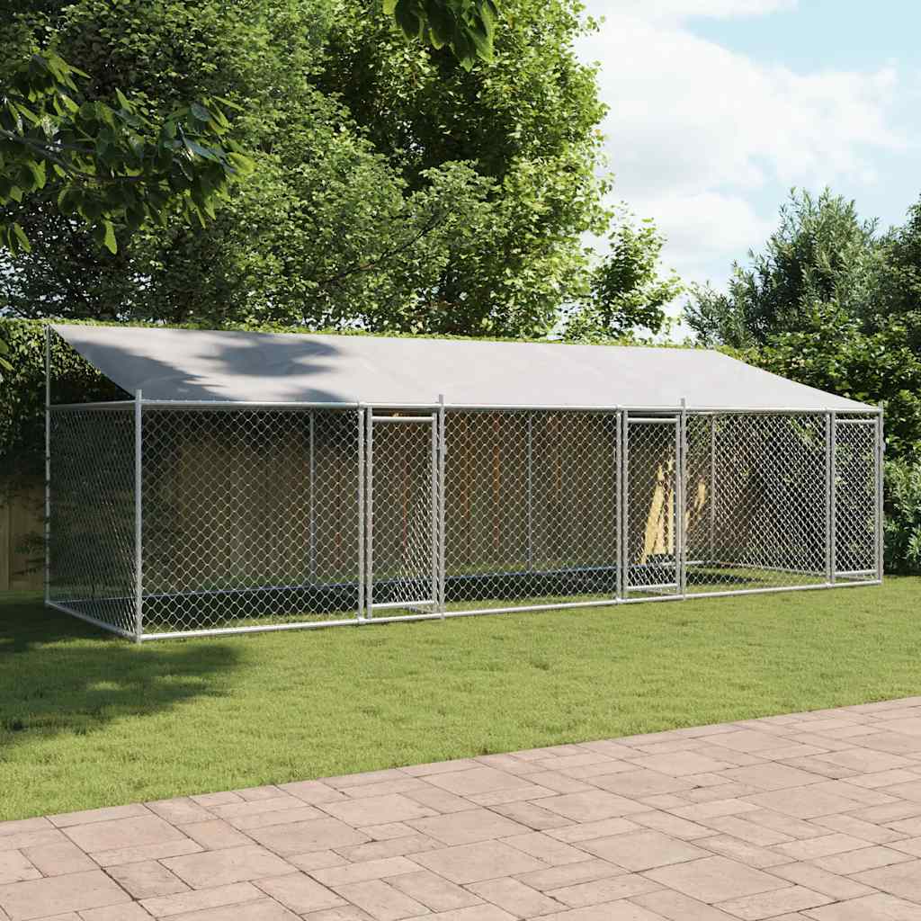 Large Dog Run Cage Roof Galvanised Steel 6x2m | Simpledeals