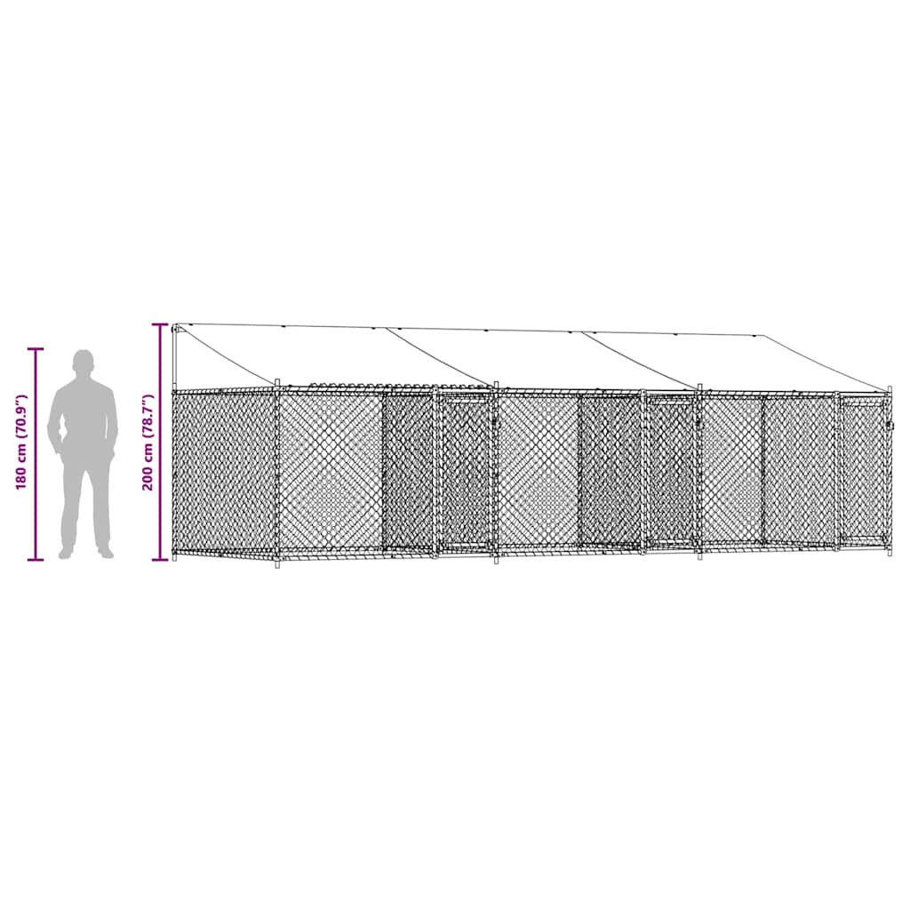 Large Dog Run Cage Roof Galvanised Steel 6x2m | Simpledeals