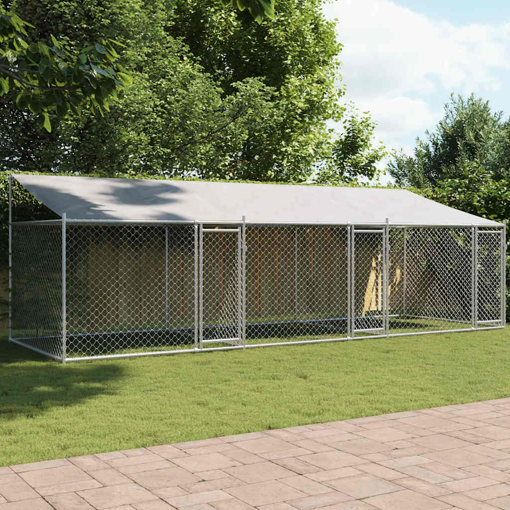 Large Dog Run Cage Roof Galvanised Steel 6x2m | Simpledeals